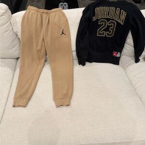 Jordan Kids Tan Jogger Pants and Hoodie